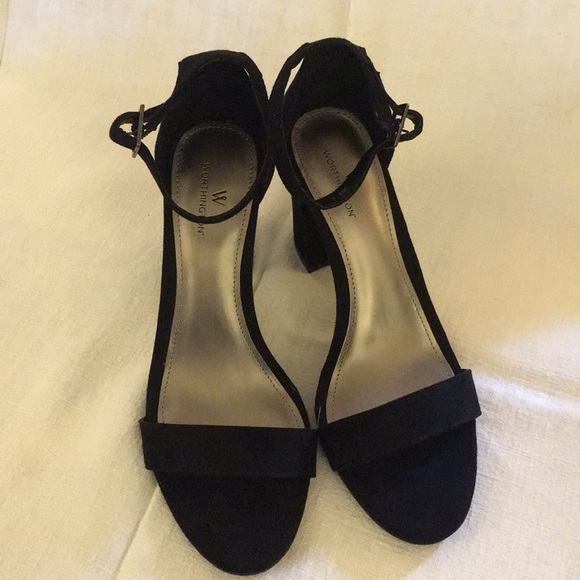 Worthington Black Suede Sandal NWB Size 8M 3” Heel - Picture 1 of 7